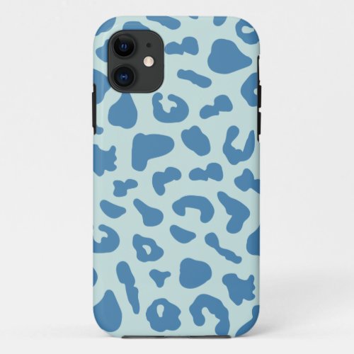 Stylish Leopard Print Animal Pattern in Blue iPhone 11 Case