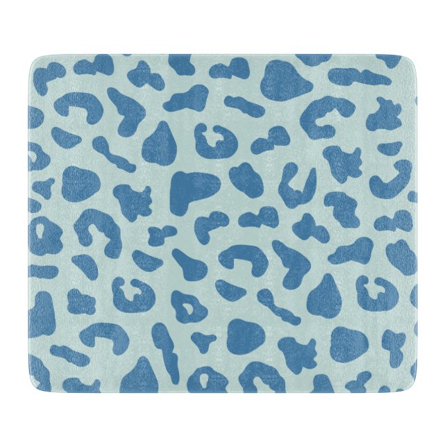 Stylish Leopard Print Animal Pattern in Blue Cutting Board (Front)