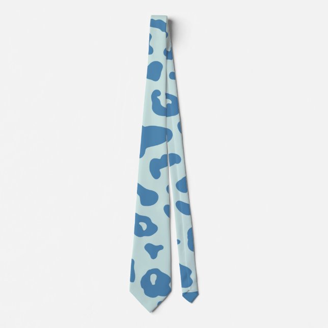 Stylish Leopard Print Animal Pattern in Blue  Neck Tie (Front)