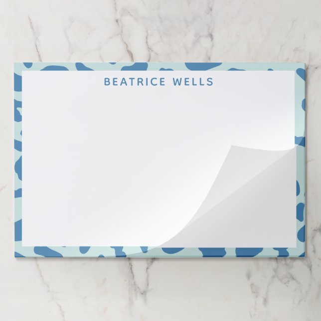 Stylish Leopard Print Animal Pattern in Blue Paper Pad (Folded)