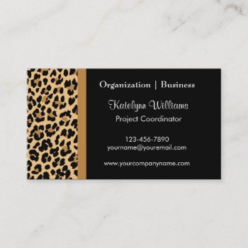 Stylish Leopard Print Business Card by stripedhope at Zazzle