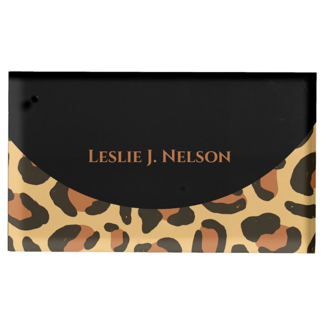 Stylish Leopard Print Cheetah  Place Card Holder (Front)