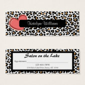 Stylish Leopard Print Heart Appointment Card (Front & Back)