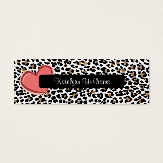 Stylish Leopard Print Heart Appointment Card (Front)
