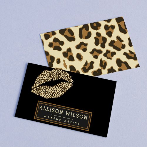 Stylish Leopard Print Kiss Business Card