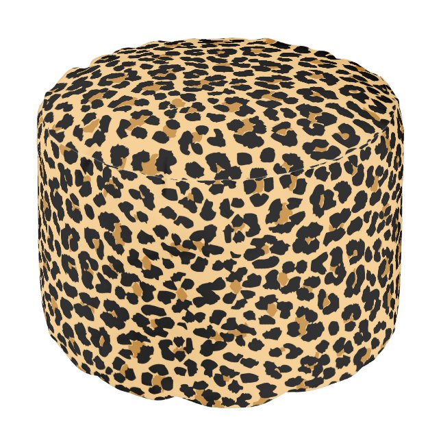 Stylish Leopard Print Pattern Round Pouf (Angled Front)