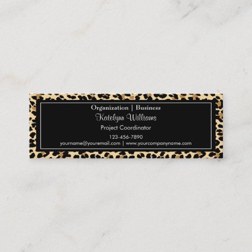 Customizable Stylish Leopard Print Skinny Business Card