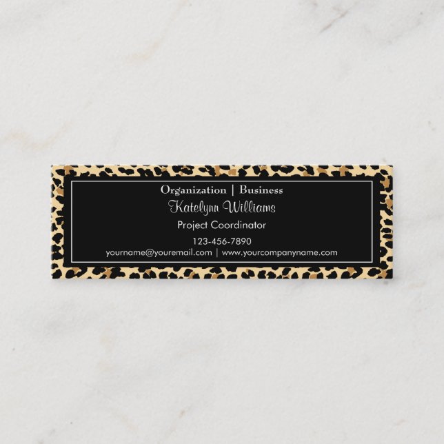 Stylish Leopard Print Skinny Business Card (Front)