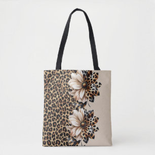 Stylish Leopard Print with Sunflower Detail Leggin Tote Bag