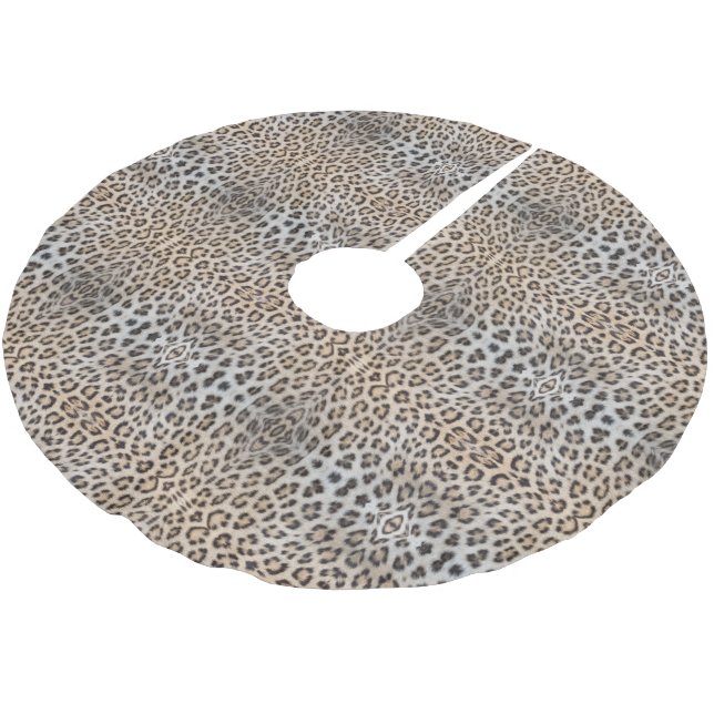 Stylish leopard skin fur animal print pattern chic brushed polyester tree skirt (Angled)