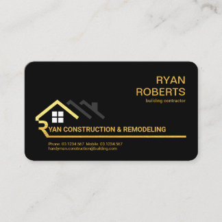 Stylish Letter-R Gold Rooftop Building Business Card