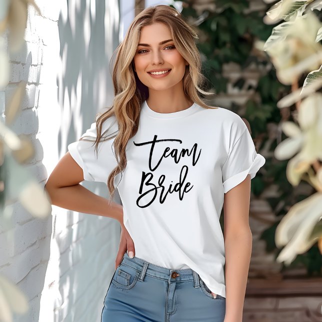 Stylish Lettering Brush Typography "Team Bride" T-Shirt (Creator Uploaded)