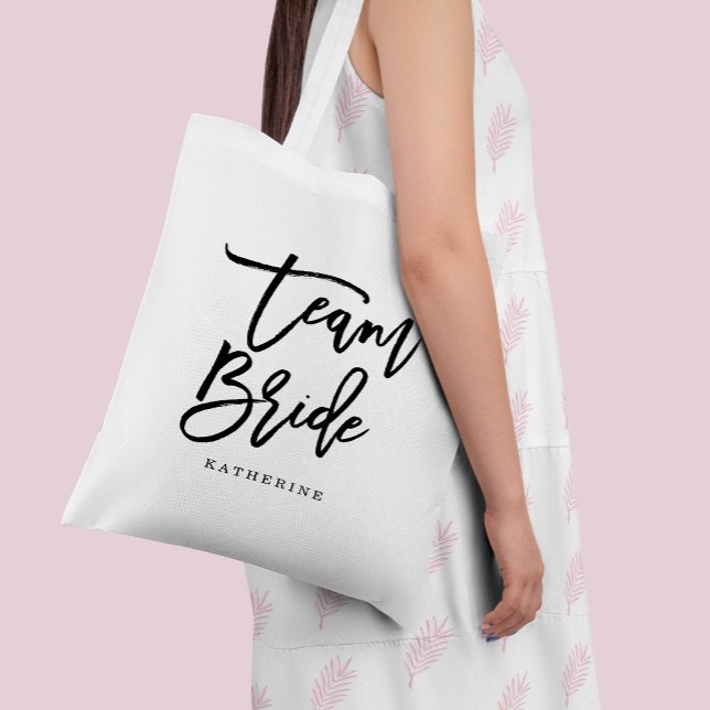 Stylish Lettering Brush Typography "Team Bride" Tote Bag (Creator Uploaded)