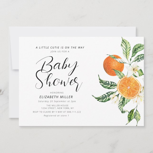 stylish lettering little cutie baby shower invitation (Front)