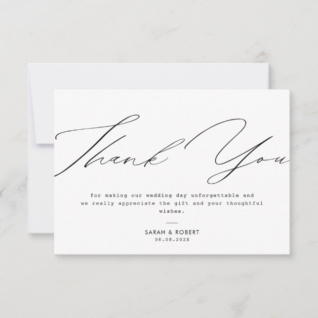 Stylish letters wedding thank you card (Front)