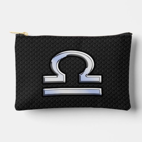 Stylish Libra Zodiac Sign Black Snake Skin Decor Accessory Pouch