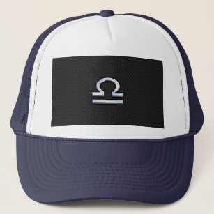 Stylish Libra Zodiac Sign Black Snake Skin Decor Trucker Hat