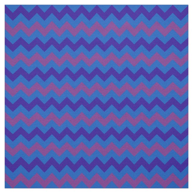 Stylish Light Blue, Dark Blue, Plum Chevron Fabric (Swatch)
