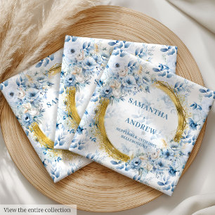 Stylish Light Blue Gold Glitter Wedding Cloth Nap Napkin