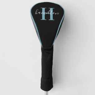 Stylish Light Blue Monogram Name Initial Golf Head Cover