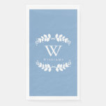Stylish Light Blue Monogrammed Paper Guest Towels