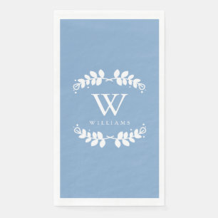 Stylish Light Blue Monogrammed Paper Guest Towels