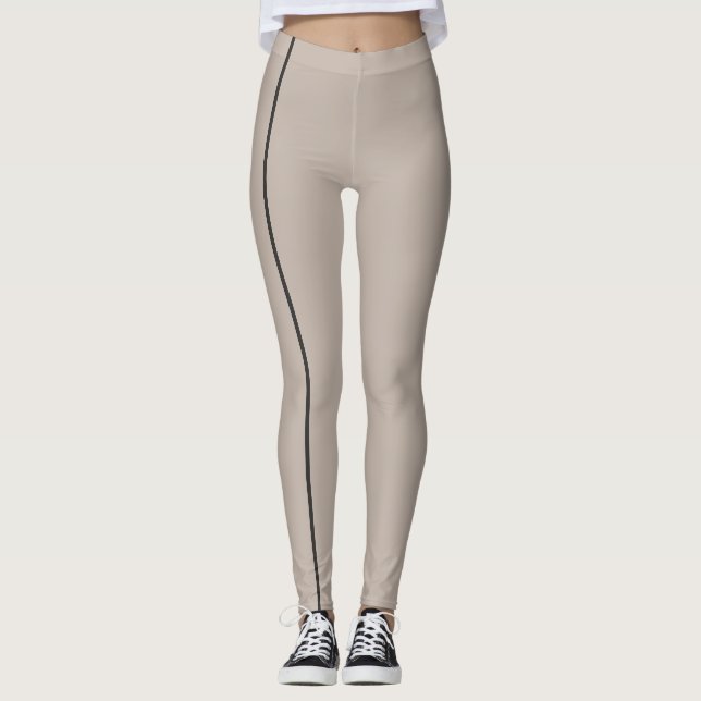 Stylish Light Brown Monochrome Thin Lines Leggings (Front)