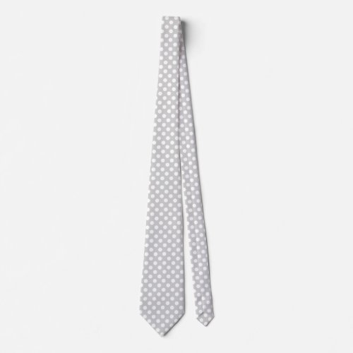 Stylish Light Gray and White Polka Dot Neck Tie