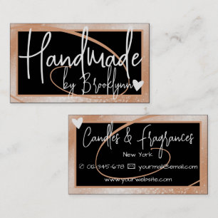 Stylish Light Peach Frame Heart Handmade by Name Business Card