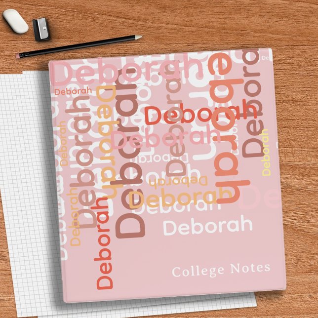 Stylish light pink Modern Typography Notes 3 Ring Binder (Creator Uploaded)