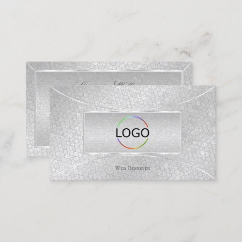 Stylish Light Silver Snake Pattern with Logo Chic Business Card