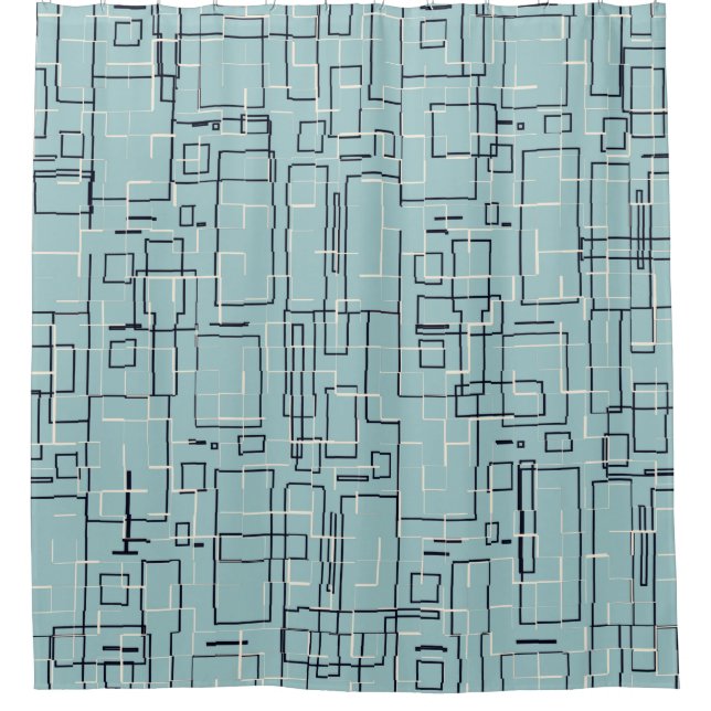 Stylish Light Teal Gray Pattern Shower Curtain (Front)