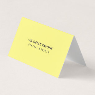 Stylish Light Yellow Simple Plain Professional Business Card