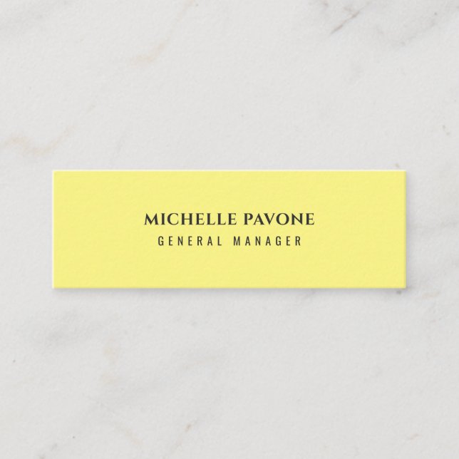 Stylish Light Yellow Simple Plain Professional Mini Business Card (Front)