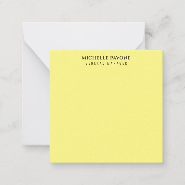 Stylish Light Yellow Simple Plain Professional Note Card (Front)