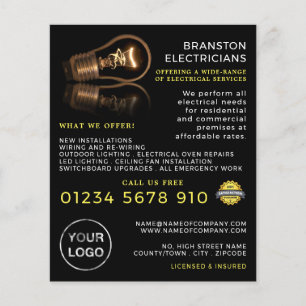 Stylish Lightbulb, Electrician Advertising Flyer