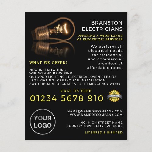 Stylish Lightbulb Electrician Advertising Flyer