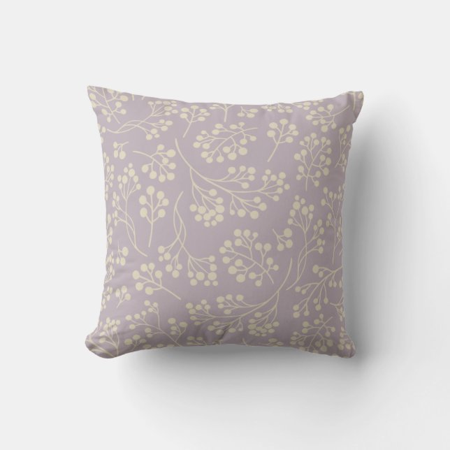 Stylish Lilac Floral Pattern Modern Farmhouse Throw Pillow (Front)