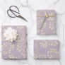 Stylish Lilac Floral Pattern Modern Farmhouse  Wrapping Paper Sheets