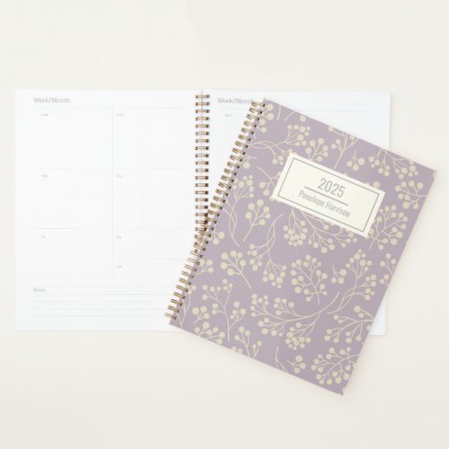 Stylish Lilac Floral Pattern Modern Personalized Planner
