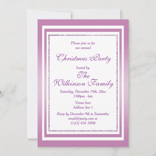 Stylish Lilac  White Christmas Party Invitation