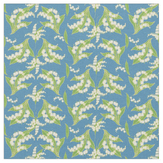 Stylish Lilies-of-the-Valley on Blue Floral Fabric