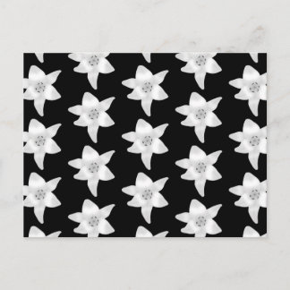 Stylish Lily Pattern in Black and White. Postcard