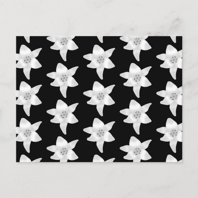 Stylish Lily Pattern in Black and White. Postcard (Front)