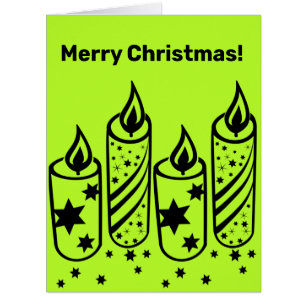 Stylish Lime & Black Candles Christmas Cards