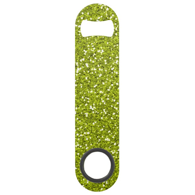 Stylish Lime Green Glitter Bar Key (Front)