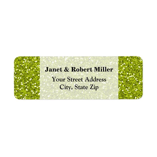 Stylish Lime Green Glitter Label (Front)