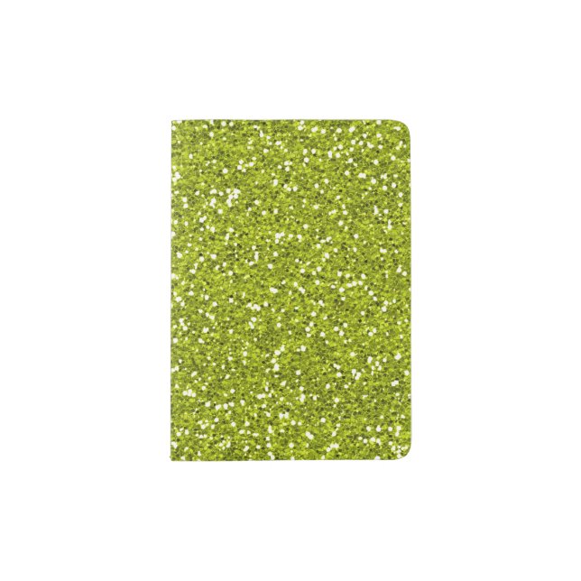 Stylish Lime Green Glitter Passport Holder (Front)