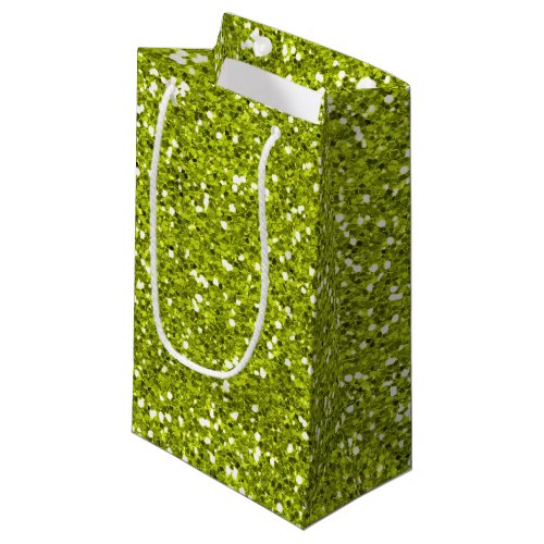Stylish Lime Green Glitter Small Gift Bag
