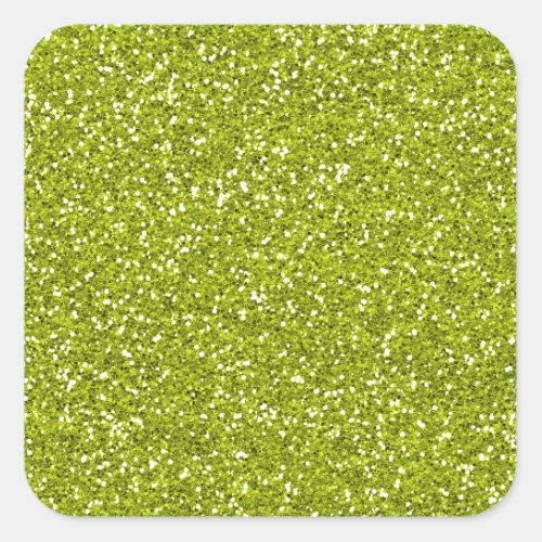 Stylish Lime Green Glitter Square Sticker